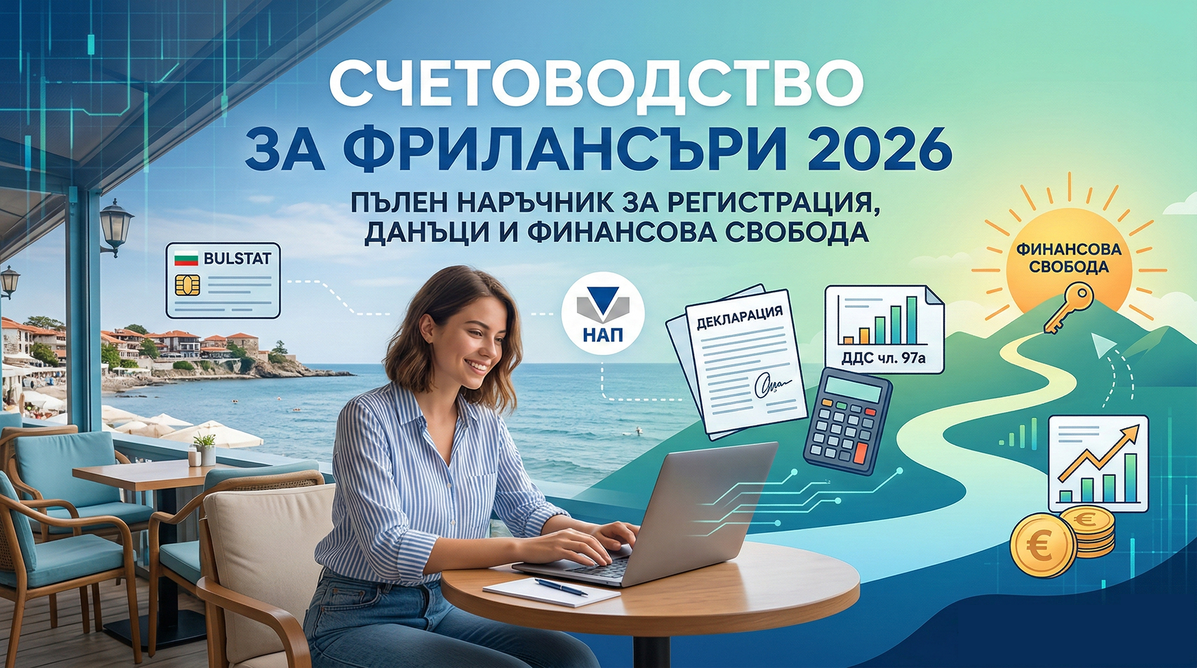Счетоводство за фрилансъри и свободни професии 2026: Пълен наръчник за регистрация, данъци и осигуряване